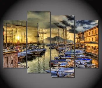 

4pcs,Naples Italy Wharf Boats,5d Diamond Embroidery picture decor,Diy Diamond Painting cross stitch scenery Needlework Mosaic