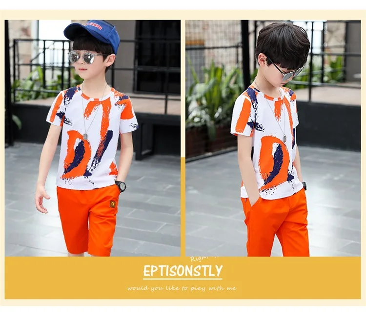 New Baby Boy Summer Clothes Set For Toddler Kids Clothing Cartoon Printed Short Sleeve T-shirt + Pants Boy Suit Sports Two-piece (4)