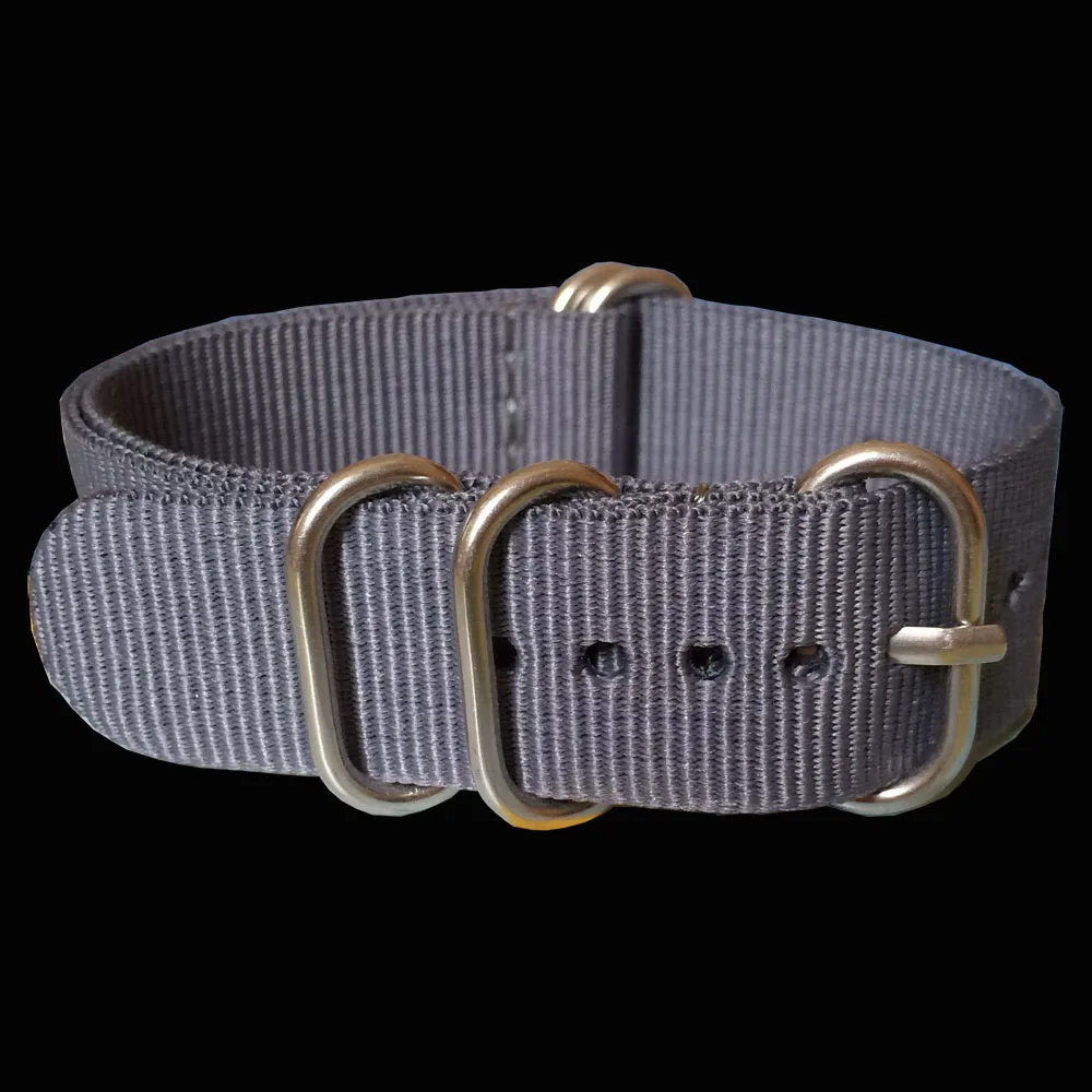 

Solid Color Retro Wholesale 22 mm Grey Army Sports Zulu fabric Nylon watchband Watch Strap 5 Rings Bands Buckle belt 22mm Man