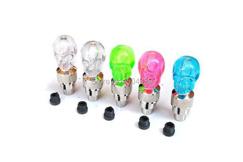 Perfect Wholesale 1000pcs/lot bicycle Tire Valves caps LED light Skull bike lamp 4 colors to  choose 0