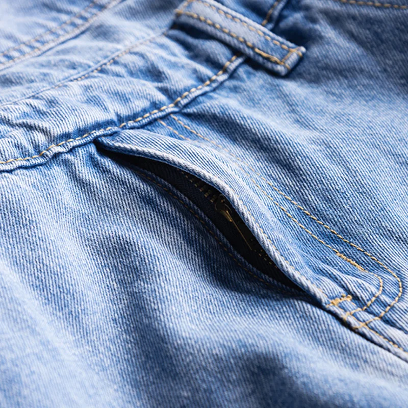 Новые осенние мужские Ботильоны Длина Slim Fit светло-голубой цвет рваные джинсовые комбинезон большого размера искусственно состаренные джинсы; комбинезоны с нагрудниками
