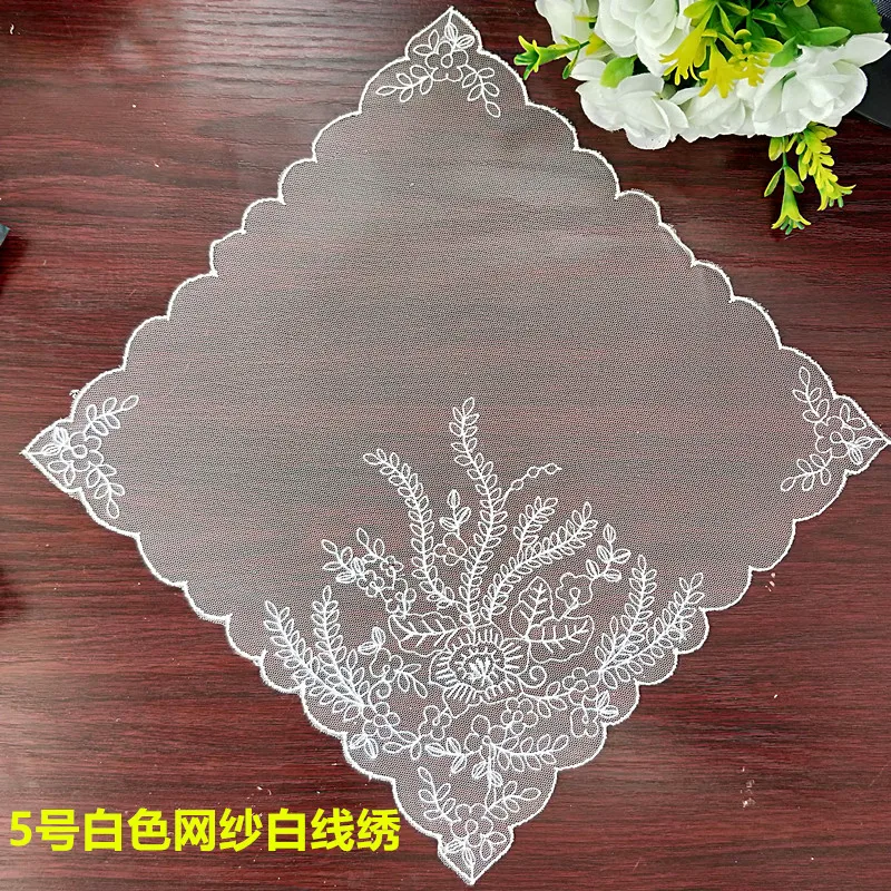 

Latest Tablecloth Tulle Wedding Placemat Coaster Lace Fabric Place Table Cover Christmas Table Mat Home Decor tafelkleed W21