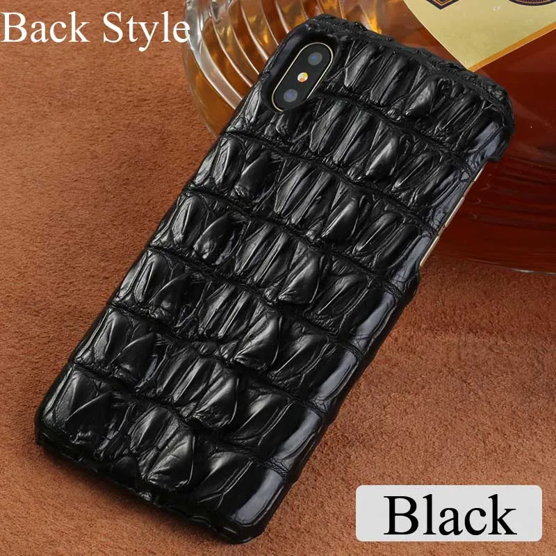 wangcangli Genuine crocodile leather 3 kinds of styles Half pack phone case For iphone 6S All handmade can customize the model - Цвет: 01-Black