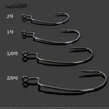 TSURINOYA 20 шт./лот кривошипный крюк 2#, 1#, 1/0#, 2/0# мягкий крючок для приманки Texas Carolina Florida снаряжение для рыбалки