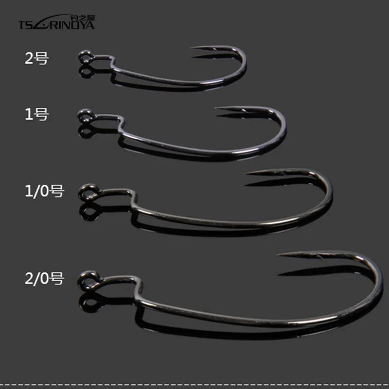 

TSURINOYA 20PCS/LOT Crank hook 2#, 1#, 1/0#, 2/0# Soft Lure Hook Texas Carolina Florida Rigs Fishing hook