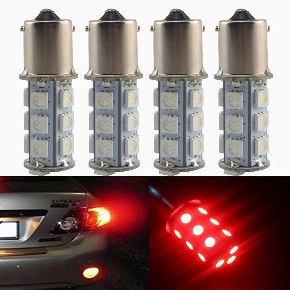 4 Pcs Red 1156 BA15S/1141/1095 Base 18 SMD 5050 LED Replacement Bulb