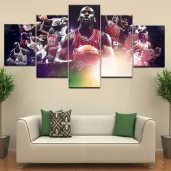 Крылья Баскетбол стены постер Холст Искусство Живопись 5 панель HD печати для дома гостиная украшения