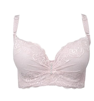 Thin plus size bra cup adjustable push up side gathering furu mm Large c cup e cup women's underwear 36E 38E 40E 42E 44E 46E BH - Цвет: Light pink