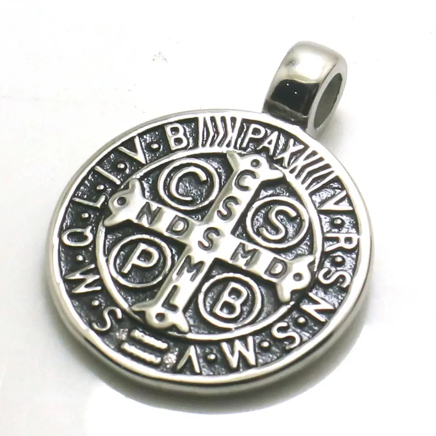 Newest 30mm 316L Stainless Steel Saint Benedict of Nursia CSPB CSSML NDSMD Christianity Catholic Church Jesus Pendant 2