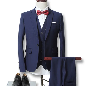 

(Jacket+Vest+Pants)2019 New Men Custom Groom Dress Tuxedo Wedding Suits Herren Anzug Veste De Loisir Notched Lapel Blazers Suits