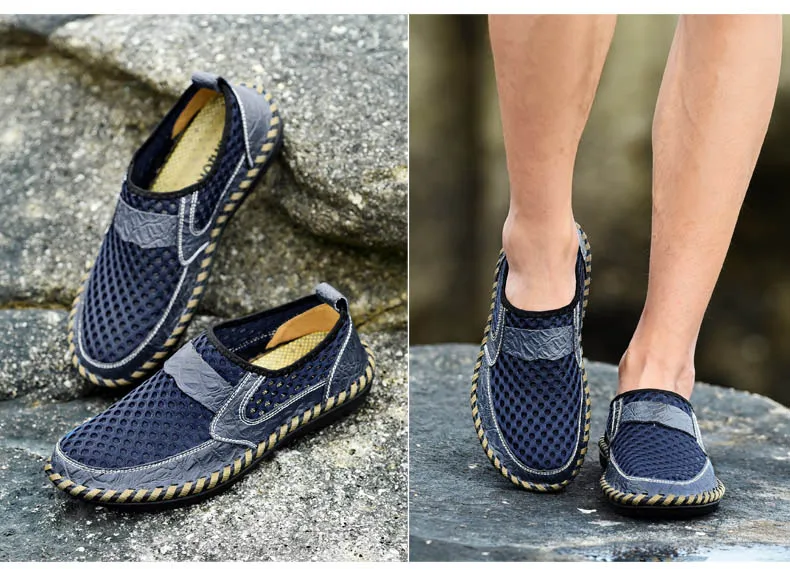 Новые летние Лоферы Для мужчин дышащие летние туфли Высокое качество Для мужчин; повседневная обувь мужские брендовые обувь большой