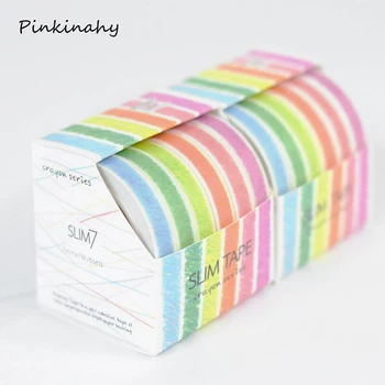 

6pcs/set colorful Crayon style slim 7mm Dividing line Japanese washi tape DIY scrapbook paper tape decorative masking tapes