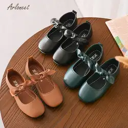 Arloneet 2018 детская обувь для девочек принцесса детская обувь для девочек первых шагов бантом для танцев нубук Повседневное тонкие туфли 2jan10