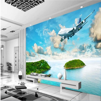 

beibehang Large custom frescoes seaside island tropical rainforest plane living room bedroom TV wall photo wallpaper