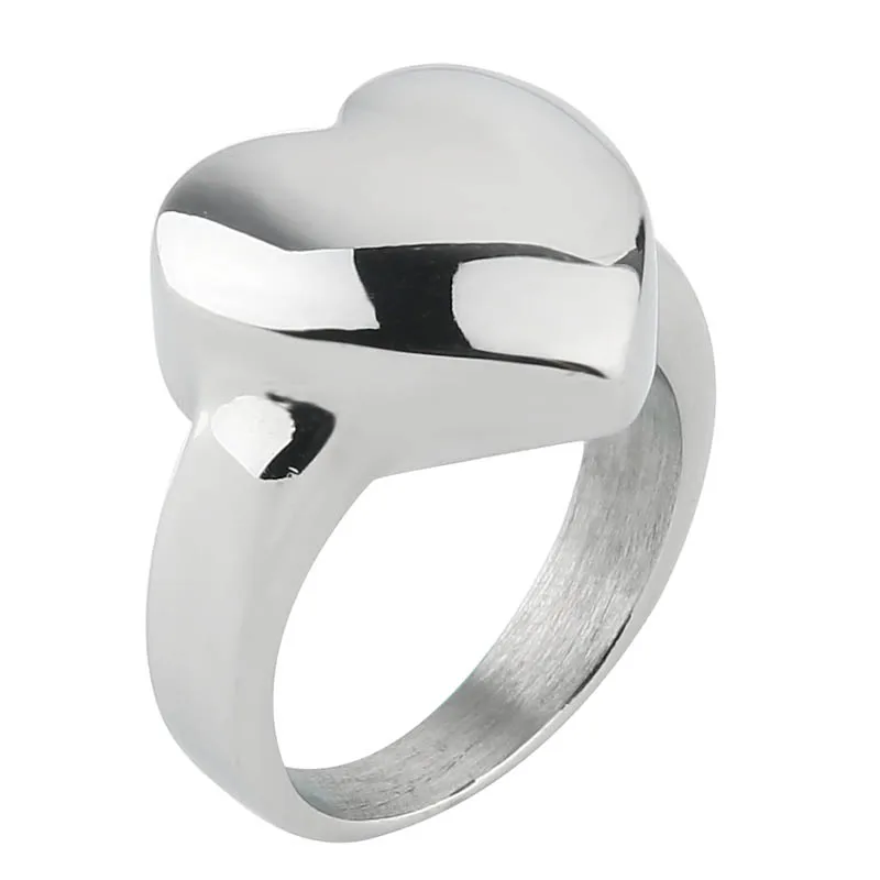 Valily женское кольцо в форме сердца из нержавеющей стали простое полированное твердое Серебряное кольцо для женщин классические обручальные кольца ювелирные изделия