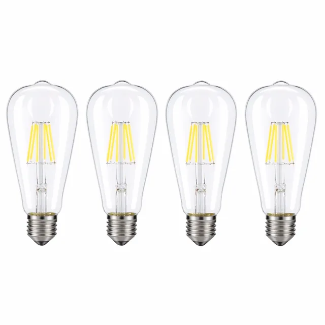 Kohree 4 Packs E26 Edison Led Bulb Light 6w 110v 4000k Dimmable Kohree 4 Packs E26 Edison Led Bulb Light 6w 110v 4000k Dimmable Filament Daylight Bulbs For Living Room Vintage Decor White