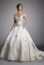 Off the Shoulder Sweetheart Glamorous Appliqued Flower Beaded Puffy Wedding Dresses 2016 casamento vestidos de novia