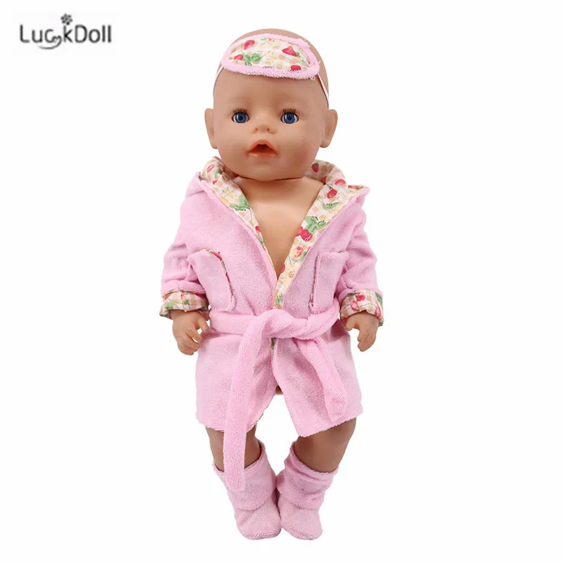 LUCKDOLL модная новая пижама из хлопка+ маска для глаз+ обувь, комплект из трех предметов костюм для 43 см для ухода за ребенком для мам кукла или 18-дюймовые куклы аксессуары лучший подарок