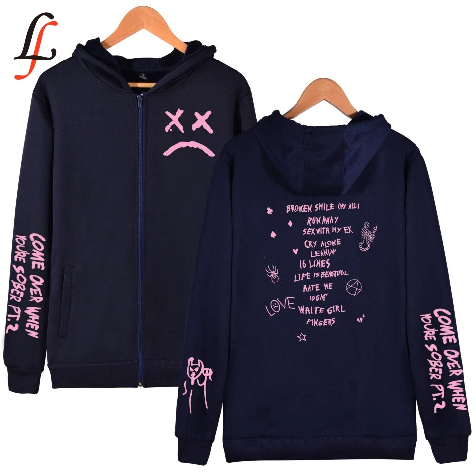 Lil открытым отделанной тесьмы Kpop на молнии толстовки с капюшоном женские для