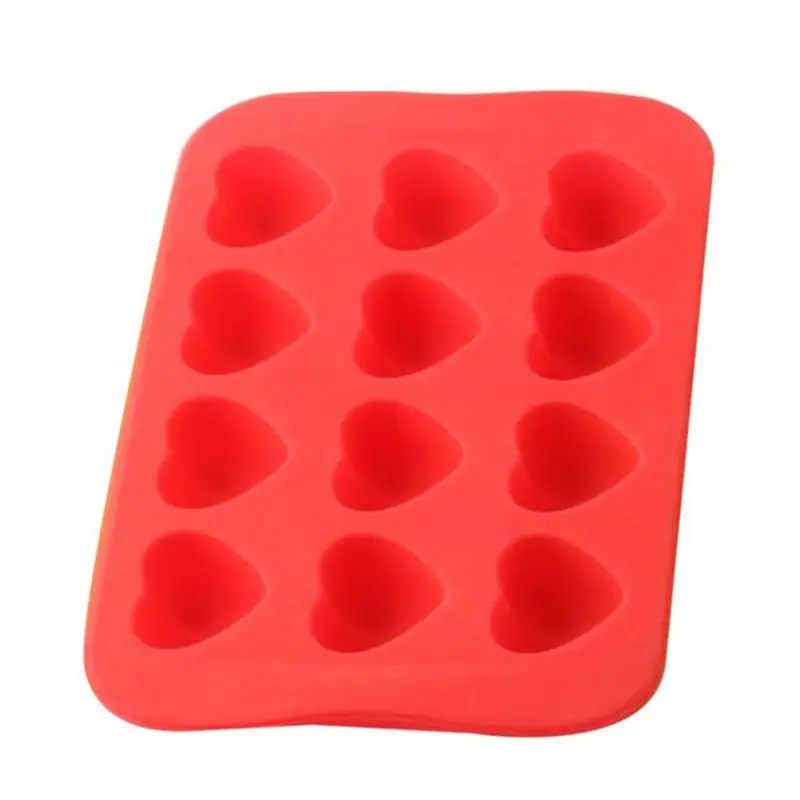 Сердце силиконовая форма для шоколада пресс-форм Аппарат-изготовитель кубиков льда лоток замораживания форма для льда для пудинга и желе - Цвет: Heart-Red