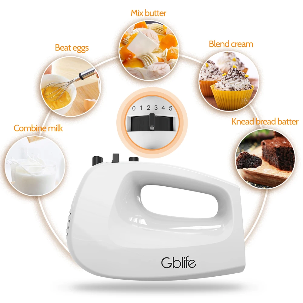 GBlife LB3001A Многофункциональный Электрический блендеры ручной миксер кухонный комбайн с 5 скоростями тесто еда венчик для яиц