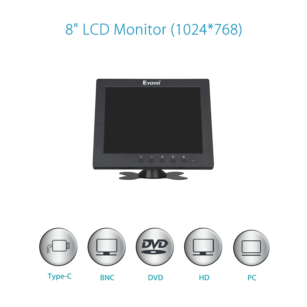 Eyoyo S801C дюймов 8 дюймов ЖК дисплей HD Мониторы экран 768x1024 VGA BNC AV HDMl видеонаблюдения Ypbpr Вход Дисплей для VCD DVD PC