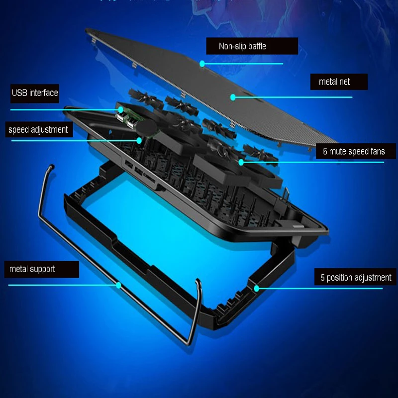 ICE COOREL кулер для ноутбука 2 usb порта и шесть охлаждающих вентиляторов охлаждающая подставка для ноутбука Подставка для ноутбука 12-17 дюймов для ноутбука