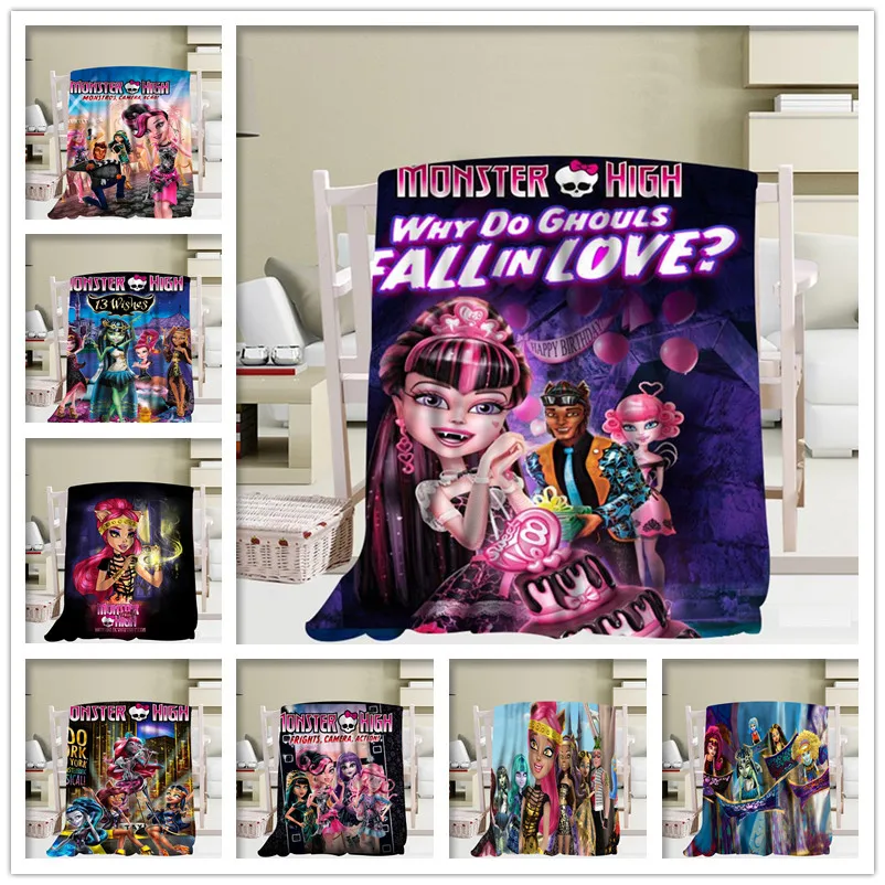 Custom Monster High Hot Sale Coperta Tr/Flanella Coperta In Tessuto In Pile Decorazione Di Capodanno Confortevole Calda Camera Da Letto Super Morbida