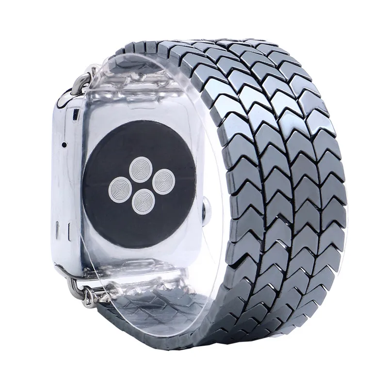 Модные часы с гематитовым камнем Apple для iwatch, браслет с сердечками и звездами для женщин и мужчин, 38 мм, 42 мм, эластичный ремешок для часов, браслет