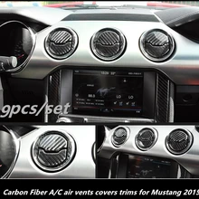 Мустанг внутренняя отделка-углеродное волокно A/C вентиляционное отверстие крышки планки для Mustang 2,3 [9 шт./компл.]