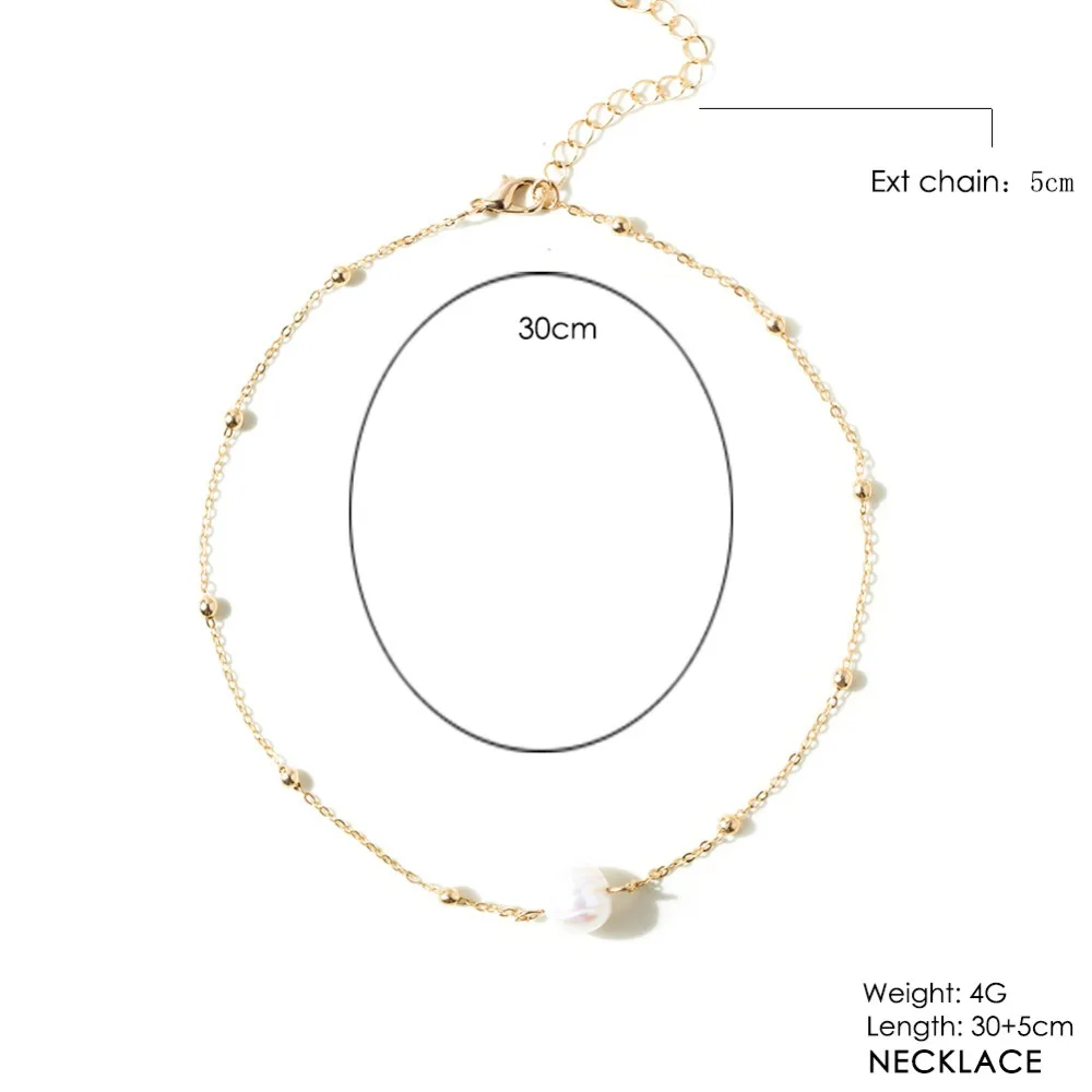 Women Choker Necklace Freshwater Pearl Necklace Gold Color Chain Clavicle Chain Necklaces 2018 Fashion Jewelry For Girl  (4)