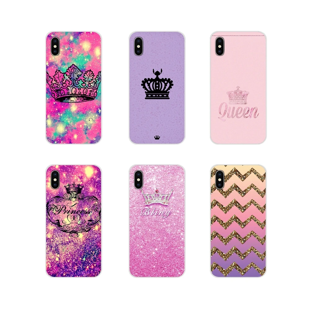 

For Xiaomi Redmi Note 6A MI8 Pro S2 A2 Lite Se MIx 1 Max 2 3 For Oneplus 3 6T glitter queen king pink Transparent Clear TPU Case