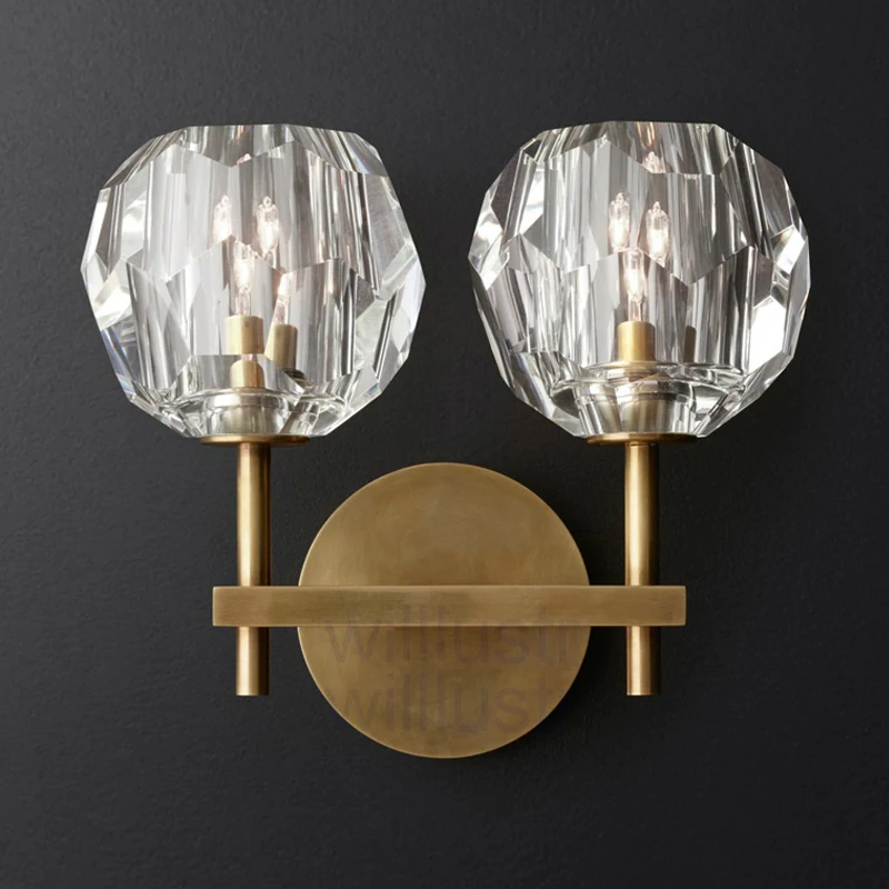 Lâmpada de Parede Boule de Cristal Café do Hotel Cristal Moderna Único Duplo Arandela Restaurante Barra Cabeceira Loft América Iluminação k9 Luz 3 modern wall sconce