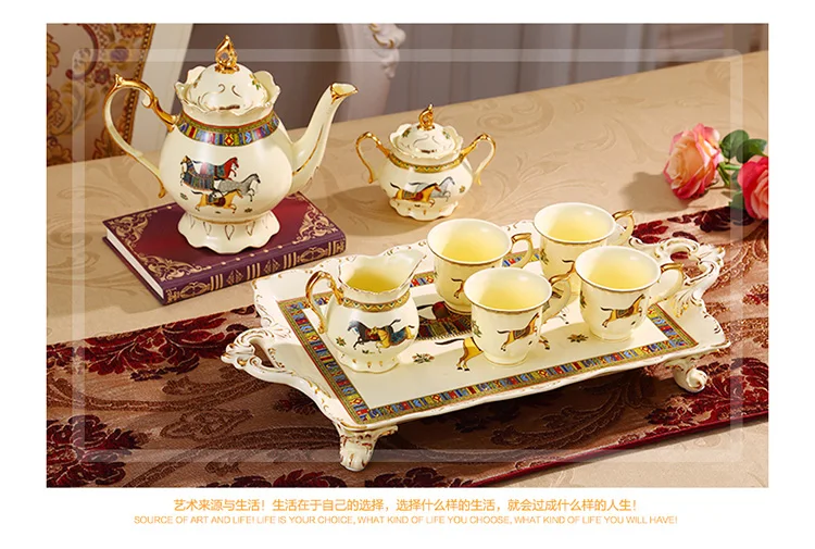 A1 роскошный Европейский кофейный набор из костяного фарфора, высококачественный керамический чайный набор, домашняя кофейная чашка с подносом lo9101037