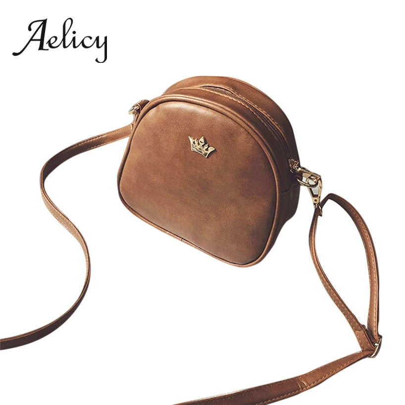 Aelicy Брендовые женские полукруглые сумка с короной Мода ретро наплечная сумка-портфель сумка женская искусственная кожа маленькая сумка на