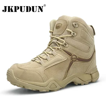 

JKPUDUN Winter Men Military Boots Quality Special Force Tactical Desert Combat Ankle Boats US Army Work Shoes Leather Snow Boots