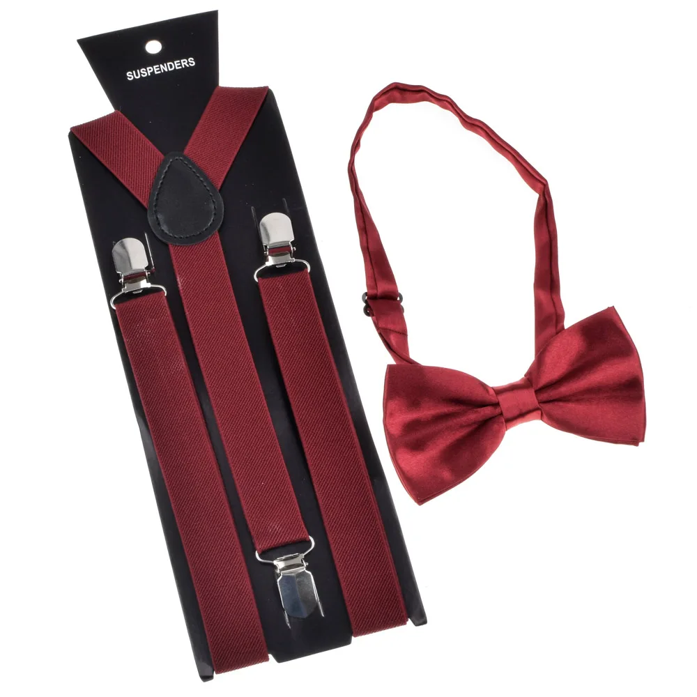 Bow tie Suspender Set Adjustable Elastic Wedding Belt Strap Shirts Brace For Men Women - Цвет: J