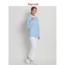 Аптека униформа медсестры короткий рукав, разрез цепочка на воротник рубашки Больница униформа для салонов красоты длинный рукав женщины