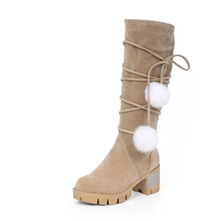 

2016 Winter Boots Big Size 33-43 New Round Toe Boots For Women Heels Fashion Winter Shoes Casual Snow boots 999-2