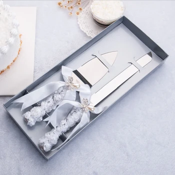 

Qianxiaozhen Wedding Favors And Gifts Personalized Elegant Butterfly Wedding Cake Knife Serving Set Decoration Custom