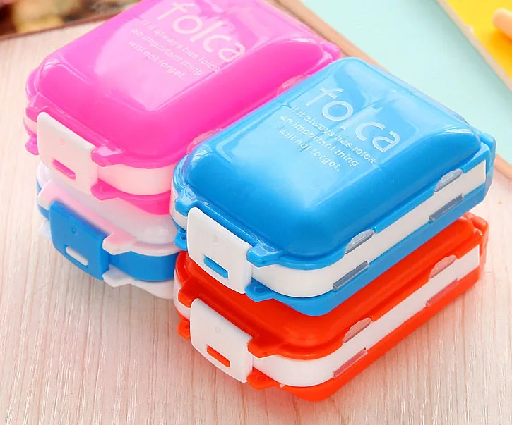 

100pcs Multifunction Collapsible Three sections Home Boxes Blank Pill Cases Container 8 Grids Mini Portable Travel Case