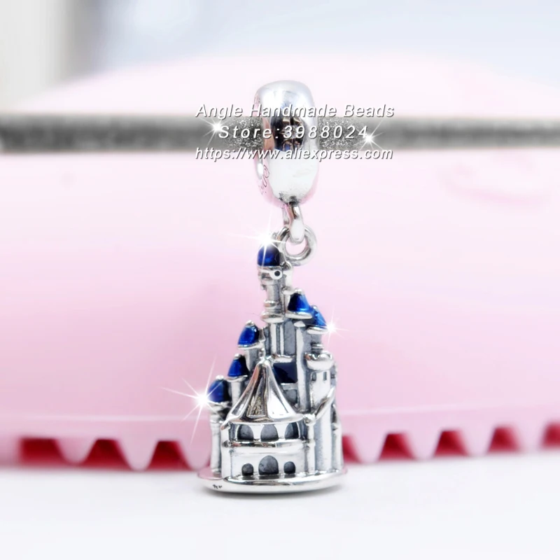 

2019 Release Disn ey Parks Collection Beaded Cinderella Castle Charm Cast in Sterling Silver Dangle Charm Fit European Bracelets