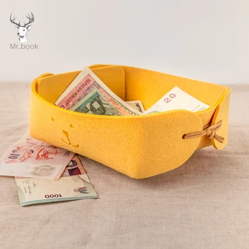

Foldable Felt Storage Basket for Keys Coin Home Desktop Sundries Organizer Office Desk Clips Pens Note Storage Basket