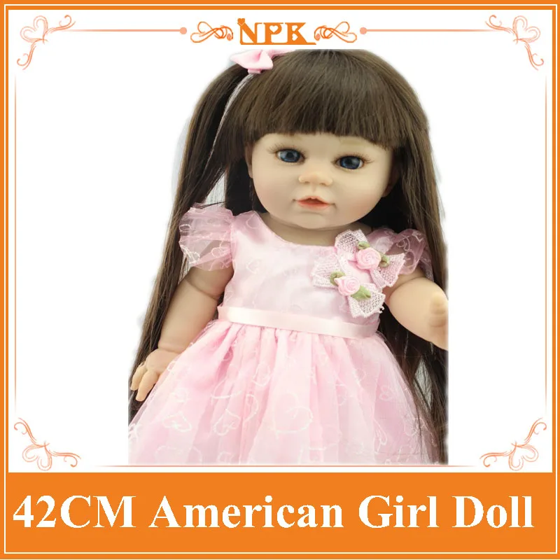 

About 42cm Sweet American Girl Doll With Straight Long Hair In Refined Quality Summer Dress Reborn Bonecas For Kids Brinquedos