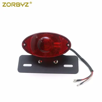 

ZORBYZ Motorcycle Cats Eyes Blub Tail Light Brake Running Rear Lamp With Black Bracket For Honda Harley Bobber Chopper