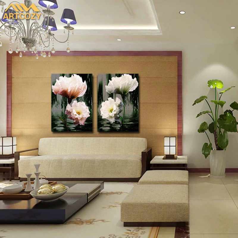 Artcozy 2 Piece Flower Top Decorative Wall Paintings For Home decor Idea oil Painting Art Print On Canvas UnFramed Waterproof Artcozy 2 Piece Flower Top Decorative Wall Paintings For Home decor Idea oil Painting Art Print On Canvas UnFramed Waterproof