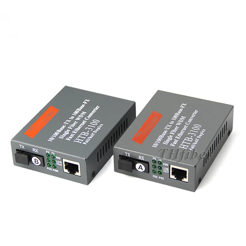 

Fiber Optical Media Converter 10/100Mbps RJ45 Single mode Simplex Fiber Transceiver 25KM HTB-3100A/B 1Pair