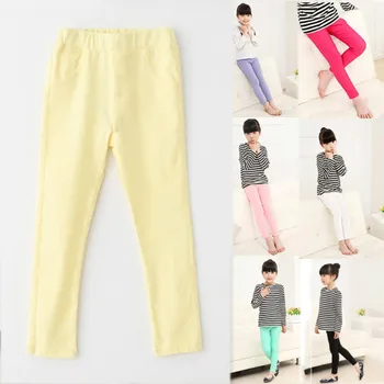 

Spring Summer Fashion Children Pockets Pants Pencil Baby Girls Pants Cotton Elastic Baby Leggings