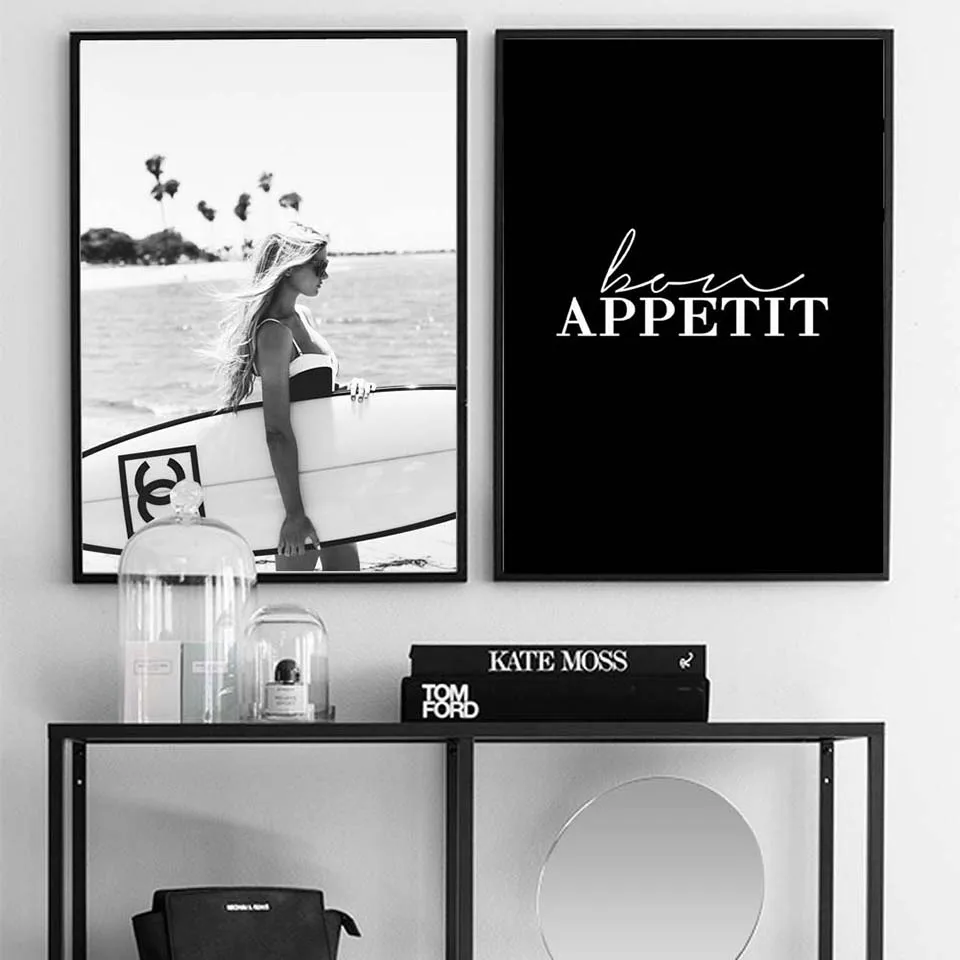 De-moda-Surf-cartel-carta-de-pared-n-rdicos-arte-Pop-pintura-de-la-lona-negro (3)