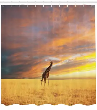

Giraffe Shower Curtain African Wildlife Print for Bathroom